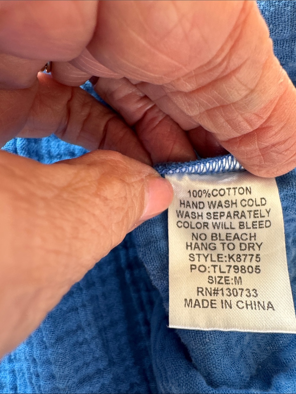 Umgee Cotton Gauze Babydoll Top Medium Blue Button Front Shirt - Picture 9 of 10